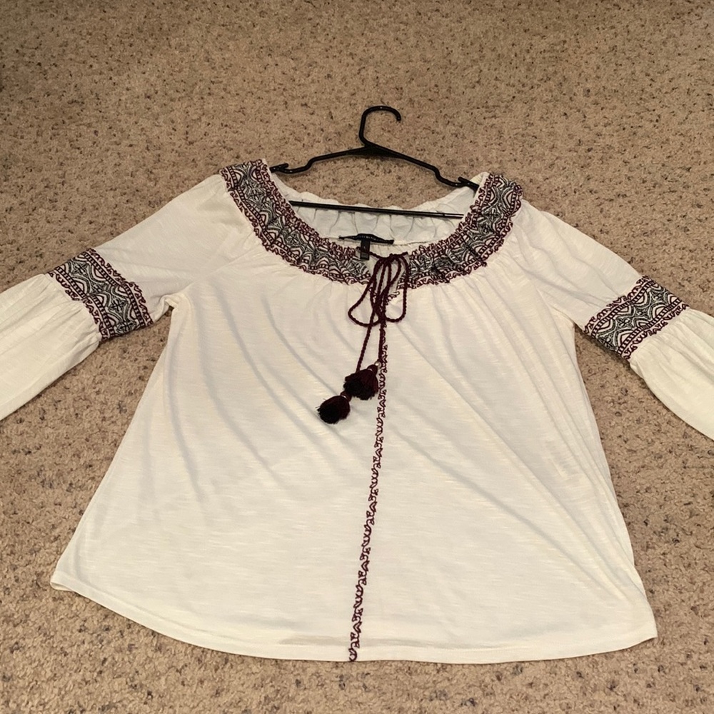 White House Black Market Top with Tassels